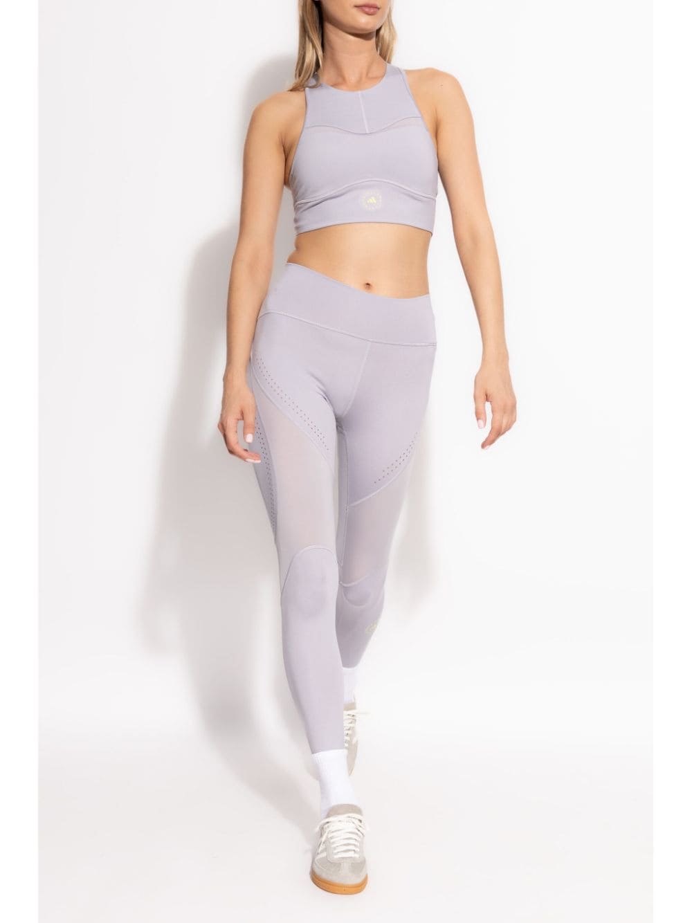 Shop Adidas By Stella Mccartney Logo-print Sports Bra In Grey