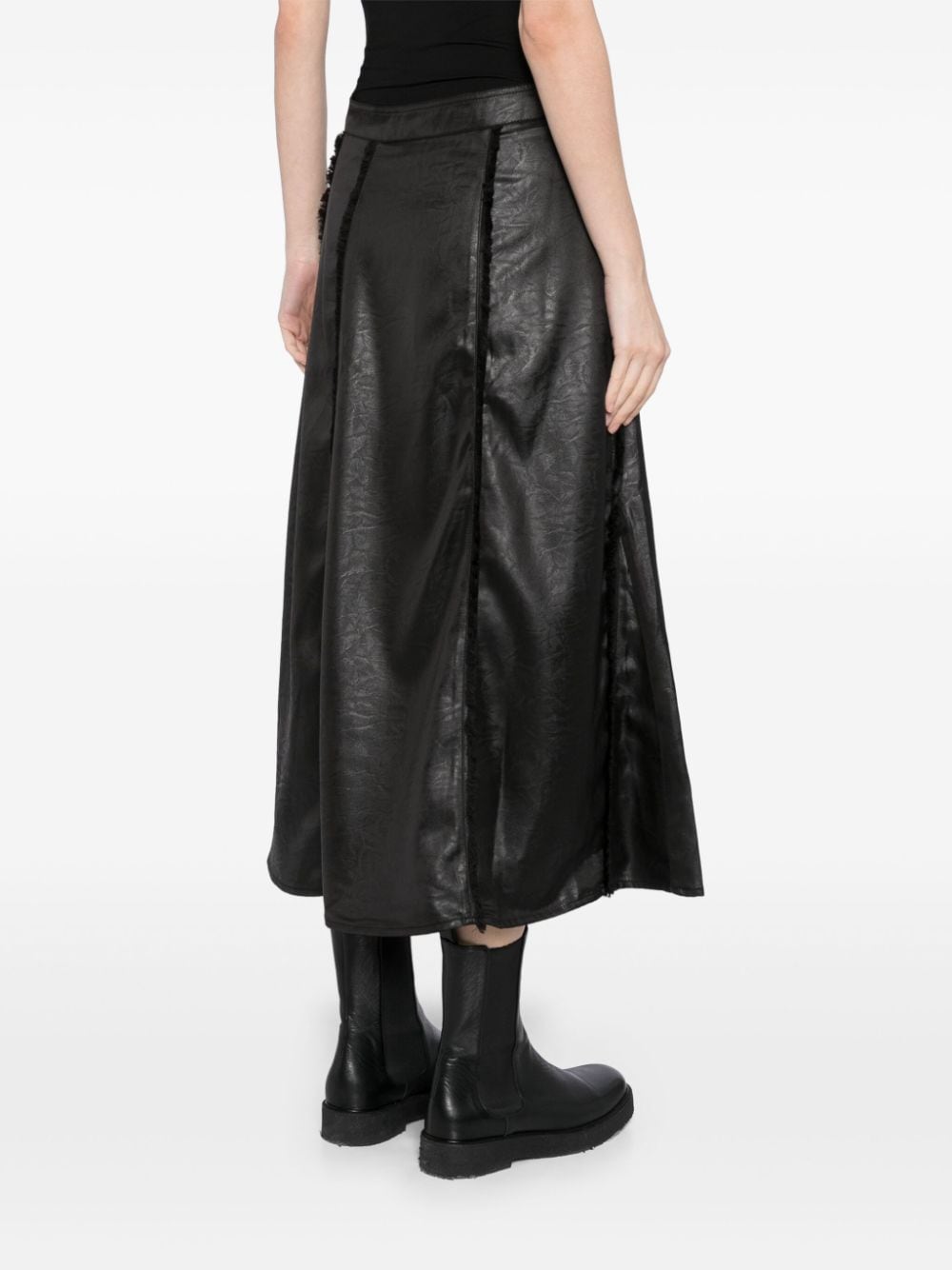 Shop Tout A Coup Faux Leather Midi Skirt In 黑色