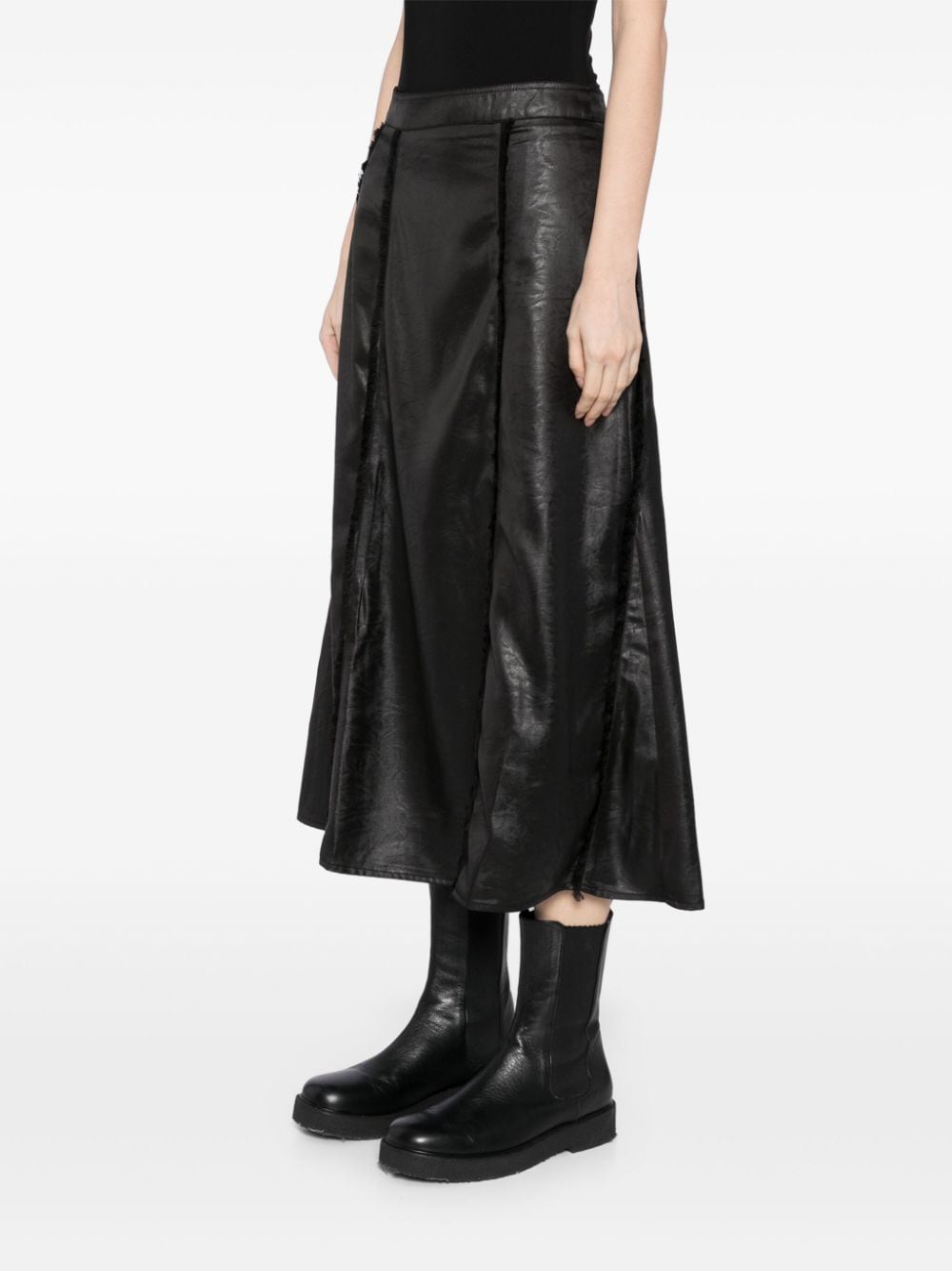 Shop Tout A Coup Faux Leather Midi Skirt In 黑色