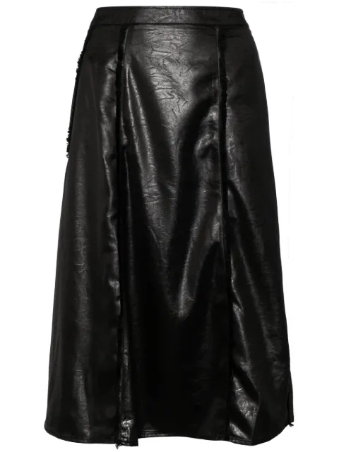 tout a coup faux leather midi skirt