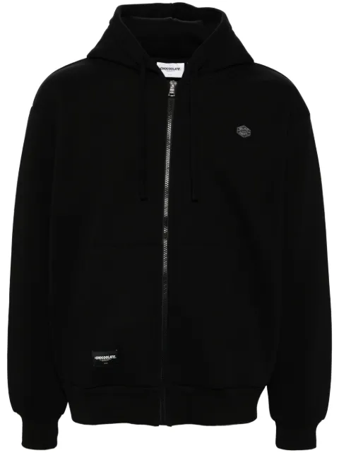 CHOCOOLATE logo-patch zip-up hoodie