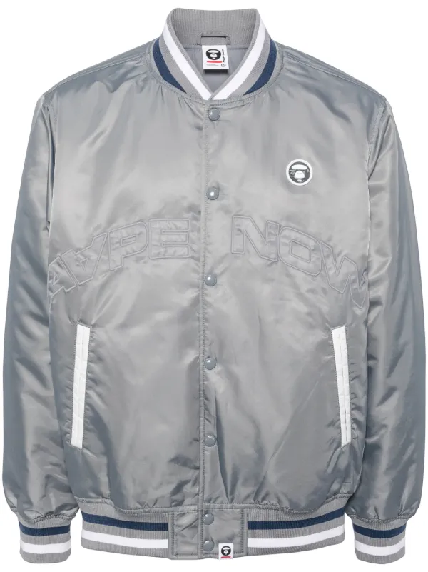 AAPE BY *A BATHING APE® AAPE NOW Baseball Jacket | Grey | FARFETCH CA