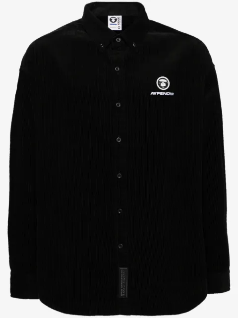 AAPE BY *A BATHING APE® Camisa de veludo cotelê com logo