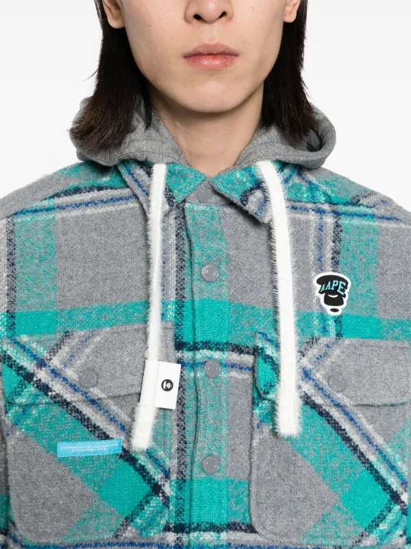 AAPE BY *A BATHING APE® check-pattern Hooded Jacket | Grey