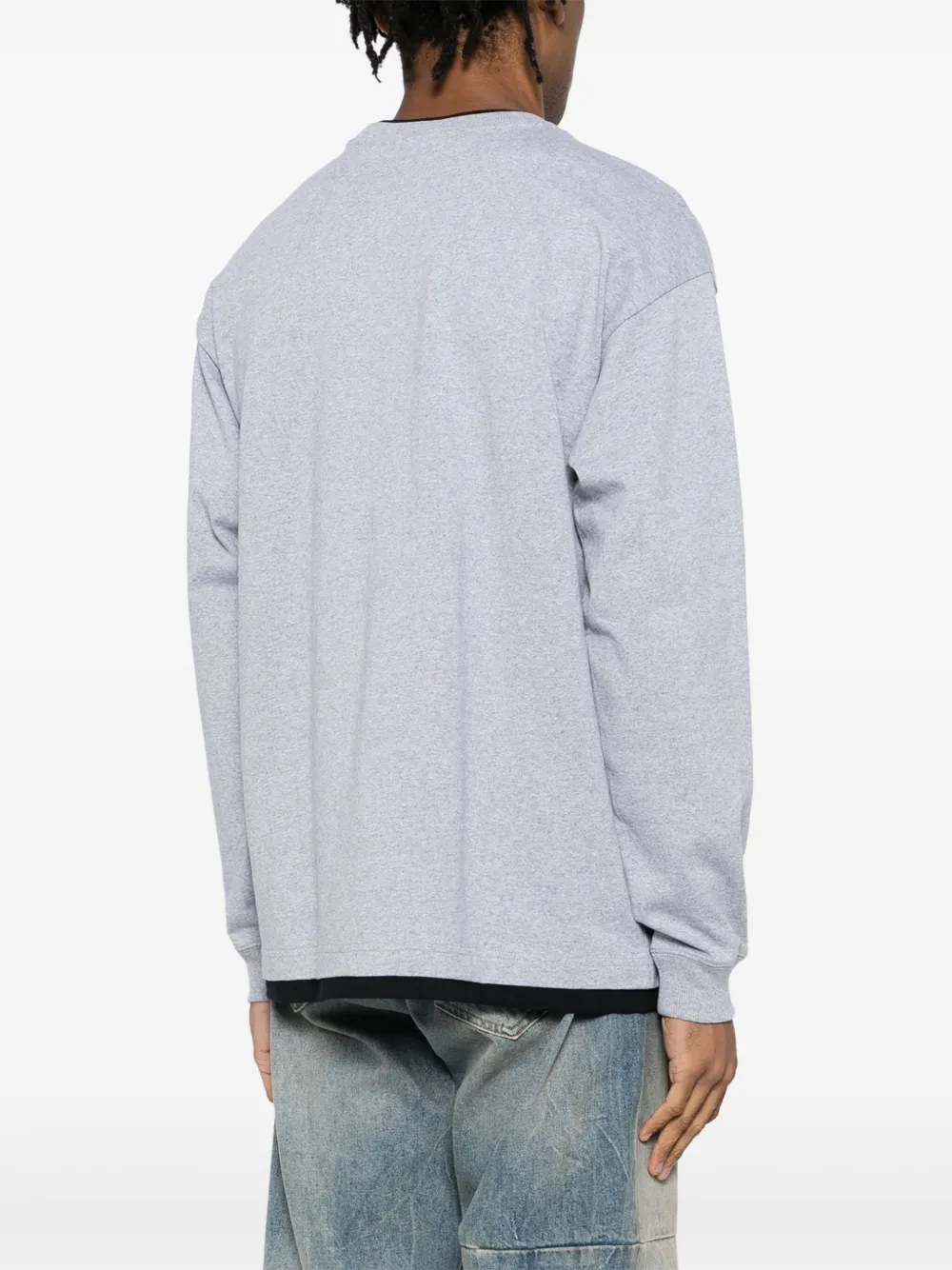 CHOCOOLATE T-shirt met lange mouwen en contrasterend vlak Grijs