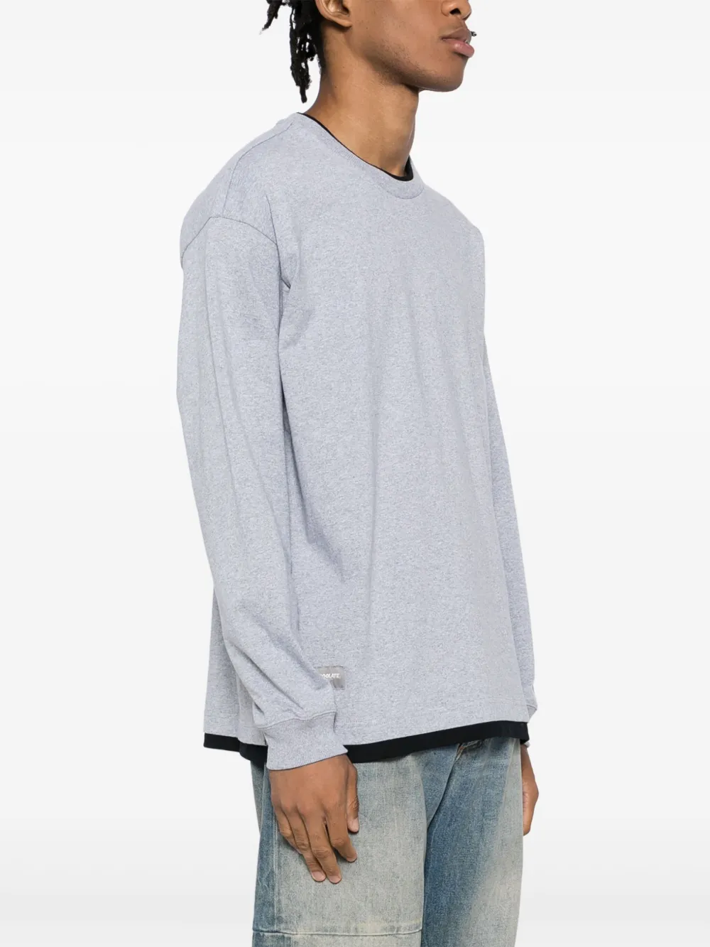 CHOCOOLATE T-shirt met lange mouwen en contrasterend vlak Grijs