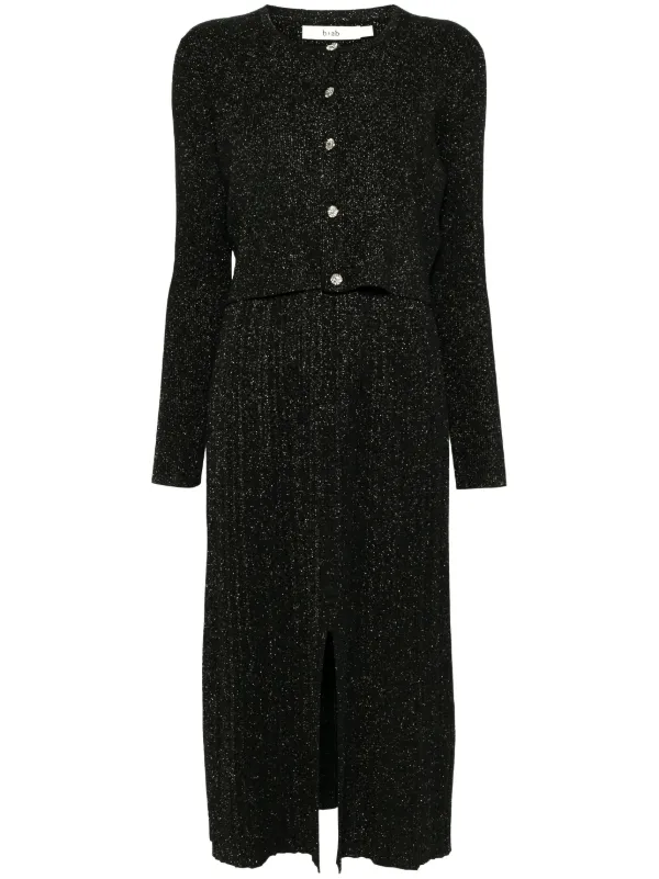 b ab button up Glitter Cardigan Dress Set Black FARFETCH SG