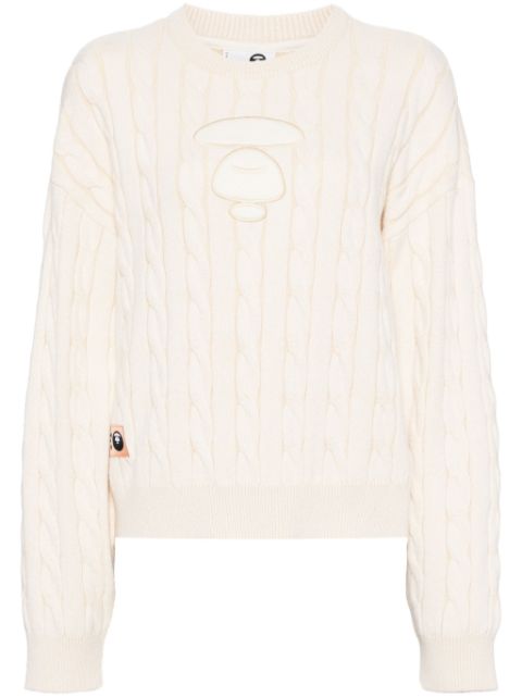 AAPE BY *A BATHING APE logo-print cable-knitted jumper Women