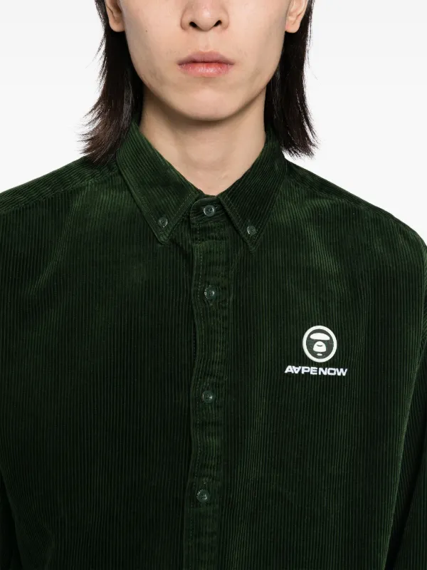AAPE BY *A BATHING APE® logo-patch Corduroy Shirt | Green | FARFETCH