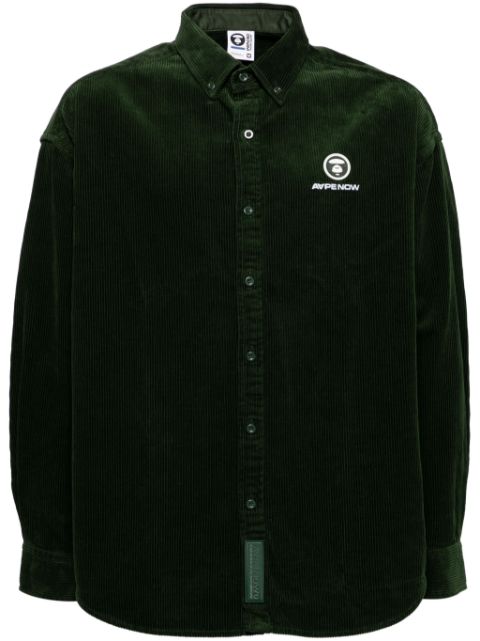 AAPE BY *A BATHING APE logo-patch corduroy shirt Men