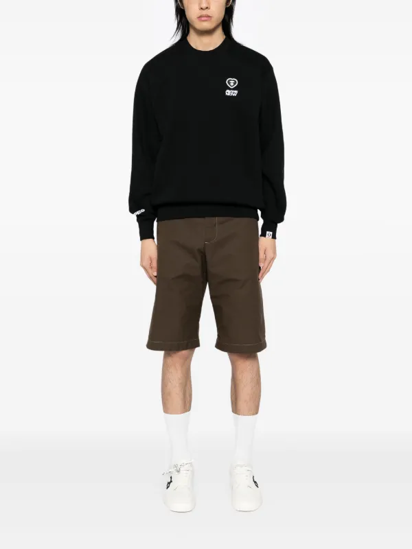 Aape カモフラージュロゴ スウェット ブラック AAPE BY *A BATHING APE® logo-patch crew-neck Sweatshirt