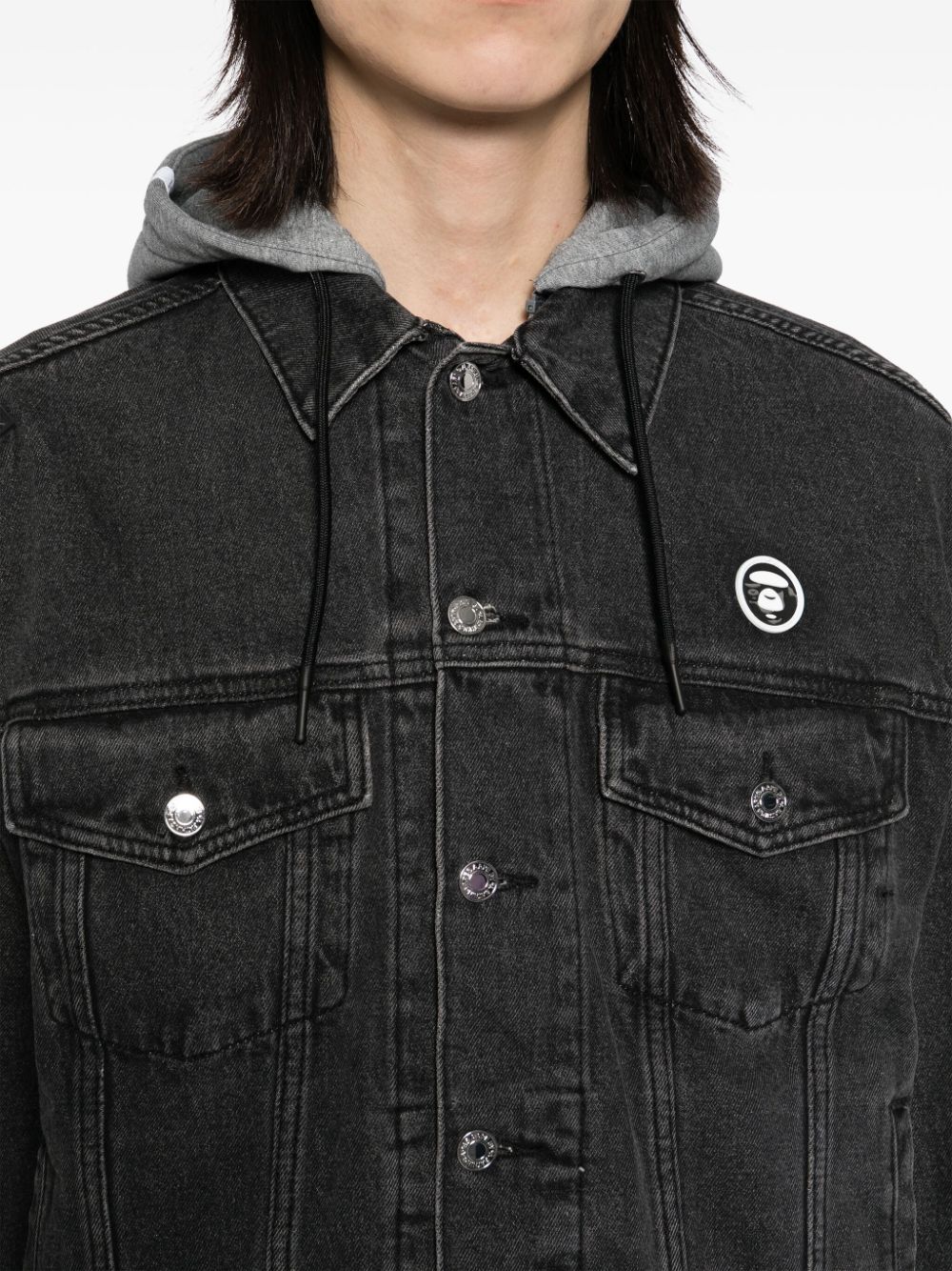 Shop Aape By A Bathing Ape Logo-patch Hooded Jacket In Grey