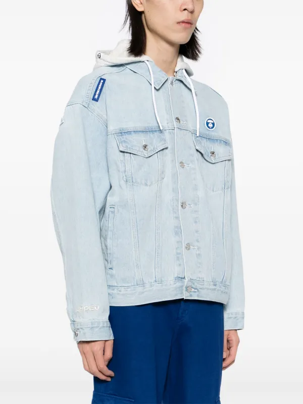 AAPE BY *A BATHING APE® logo-patch Hooded Jacket | Blue | FARFETCH