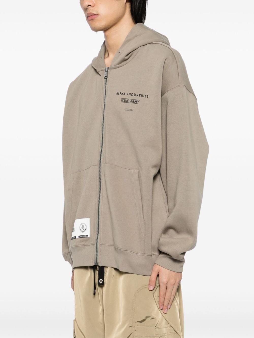 Shop Izzue Logo Zip-up Hoodie In Brown