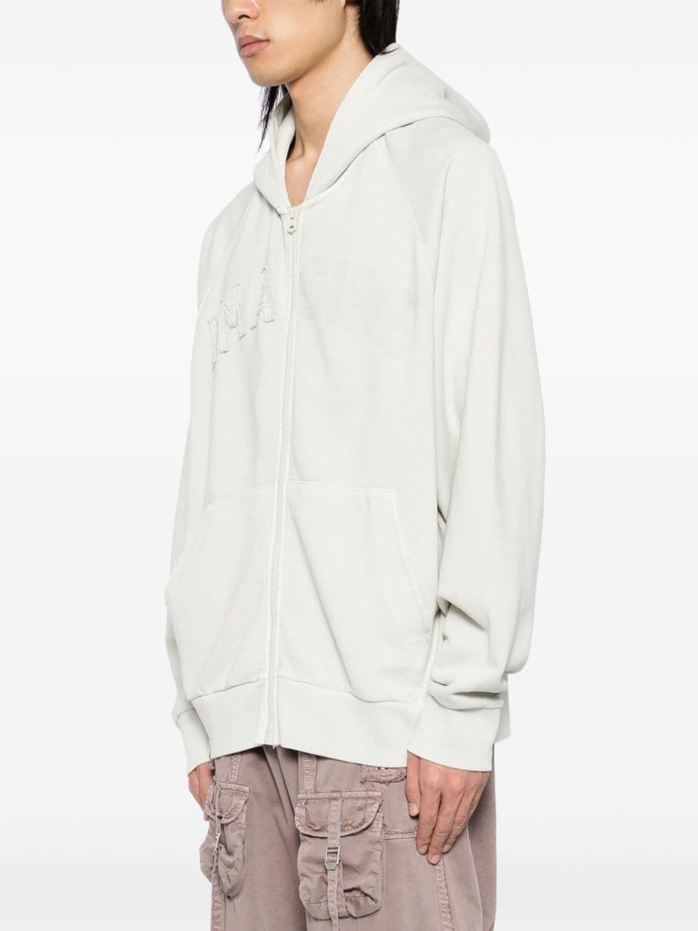 Shop Izzue Logo-patched Hooded Jacket In Grey