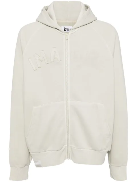 izzue logo-patched hooded jacket