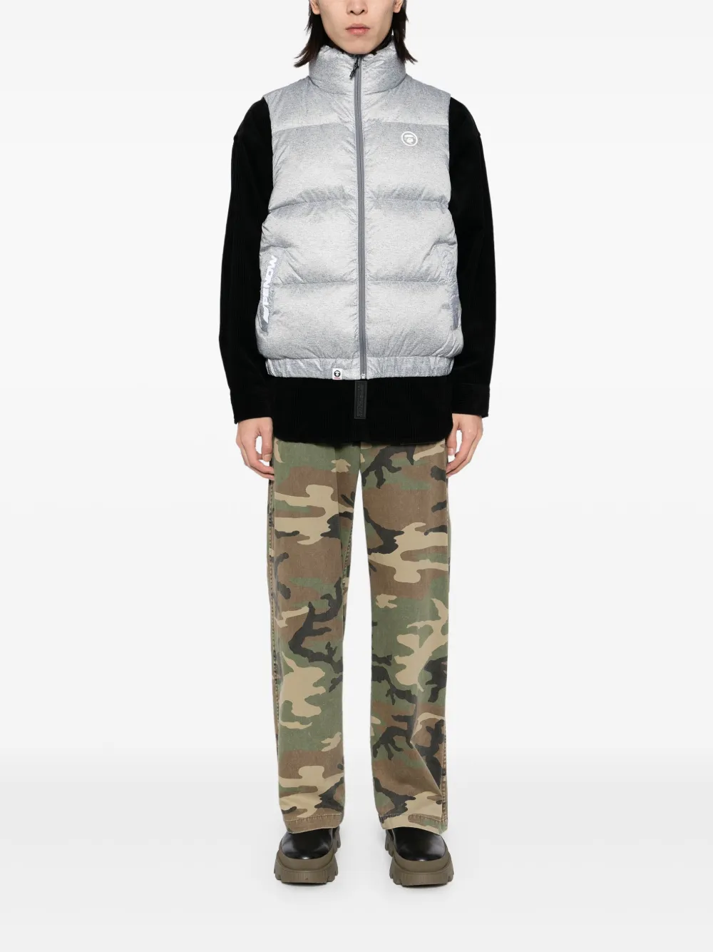 AAPE BY *A BATHING APE® logo-patch down vest - Grey