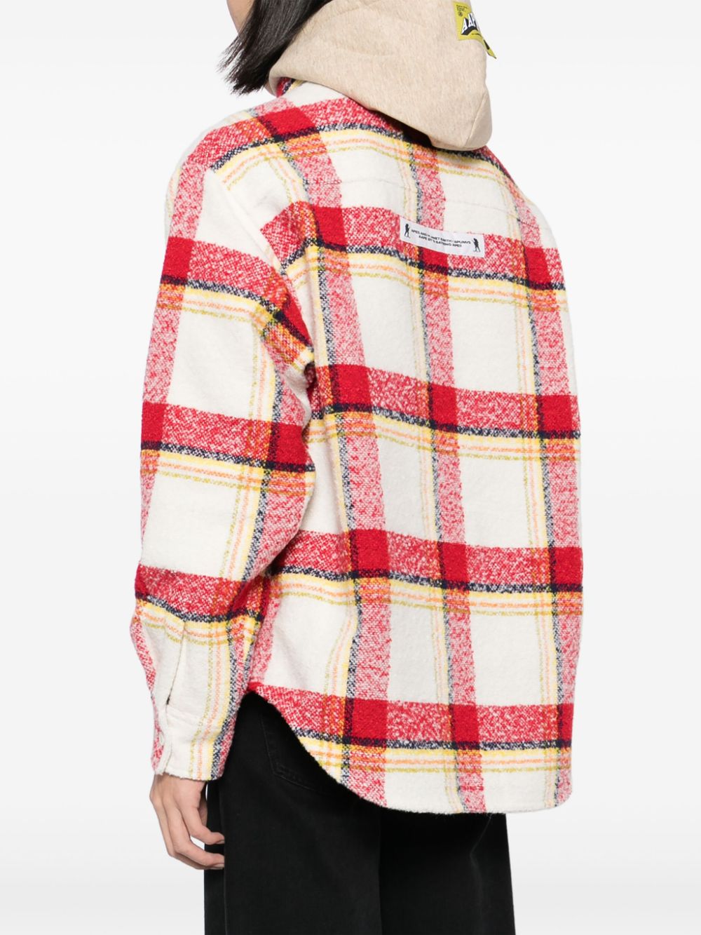 Shop Aape By A Bathing Ape Check-pattern Hooded Jacket In Red