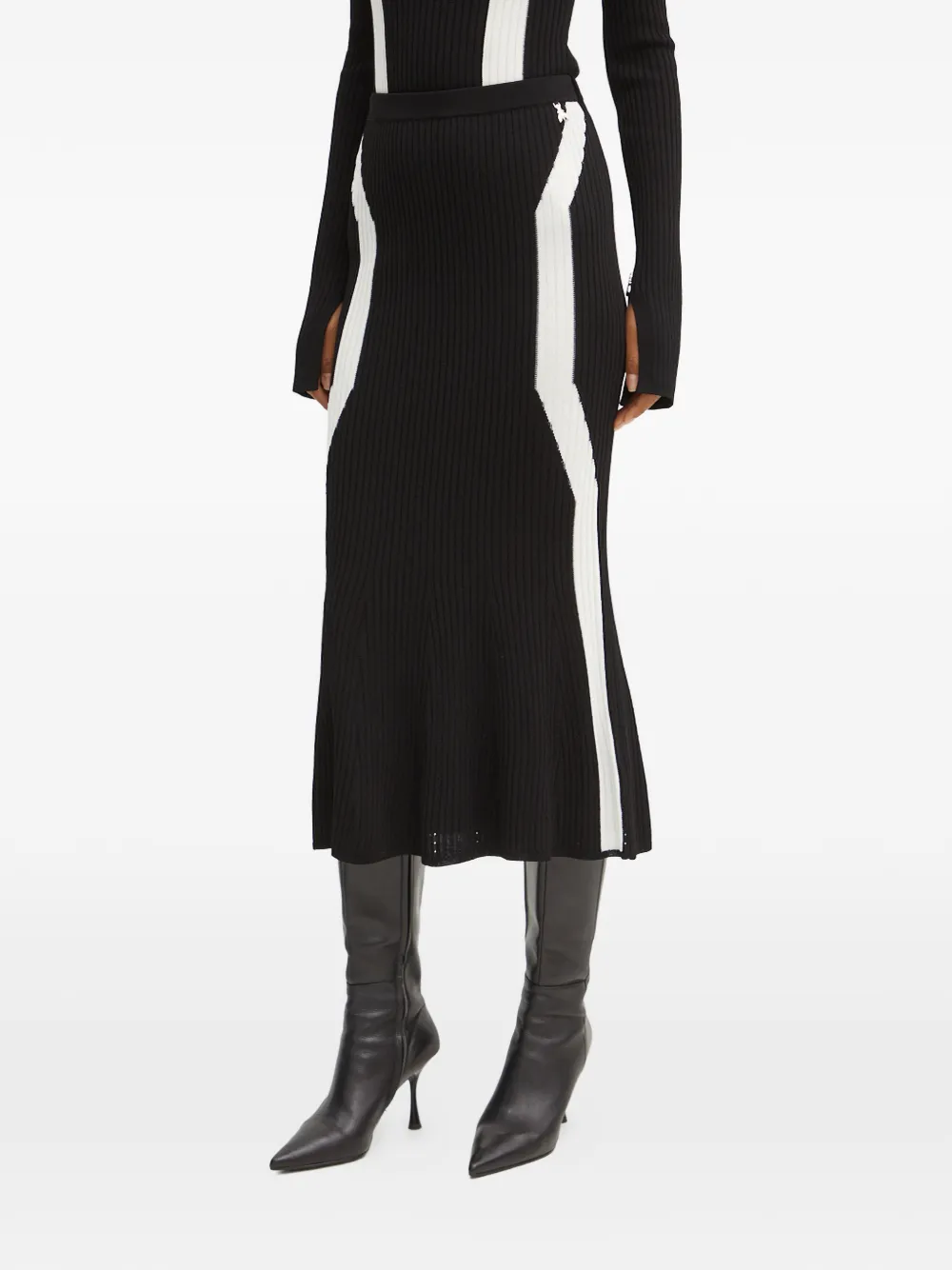 Patrizia Pepe Gonna midi a coste - Nero