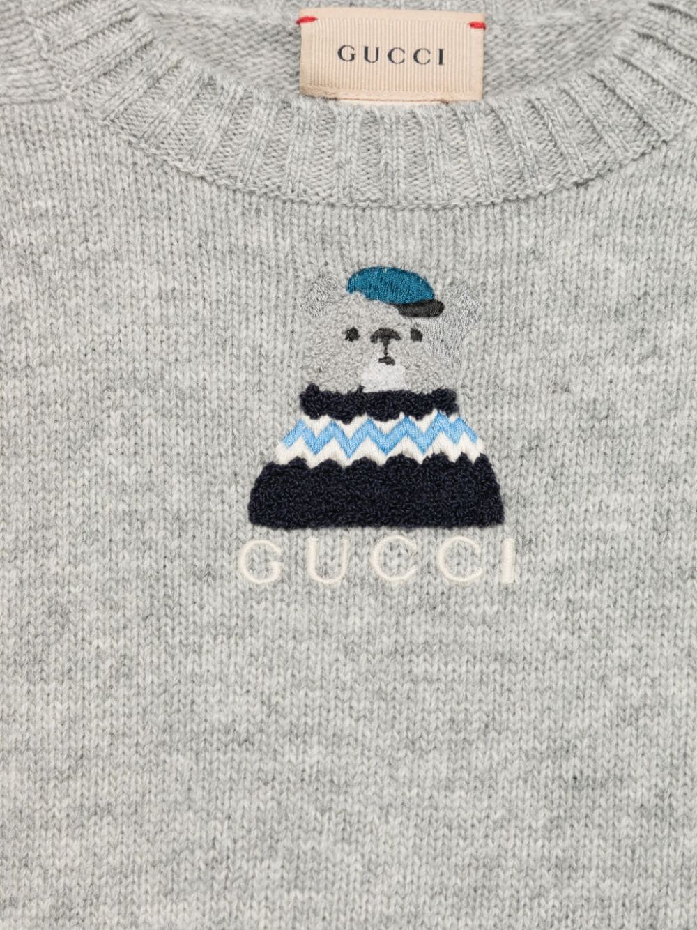 Shop Gucci Dog-embroidered Sweater In 灰色