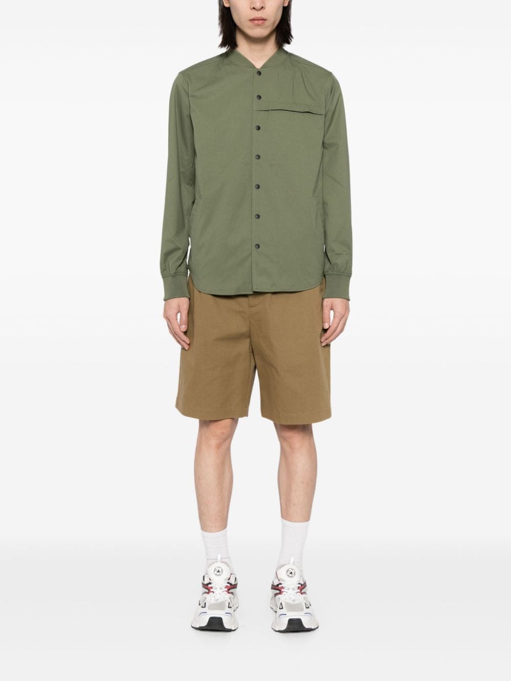 Shop Sport B. By Agnès B. Rib Collar Shirt Jacket In Green