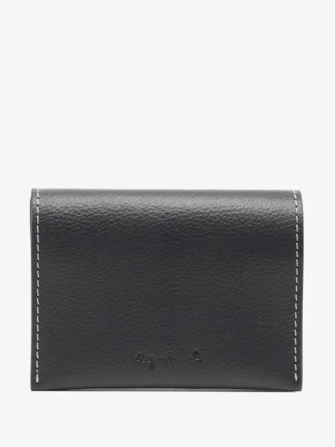 agnès b.  logo debossed folded leather wallet