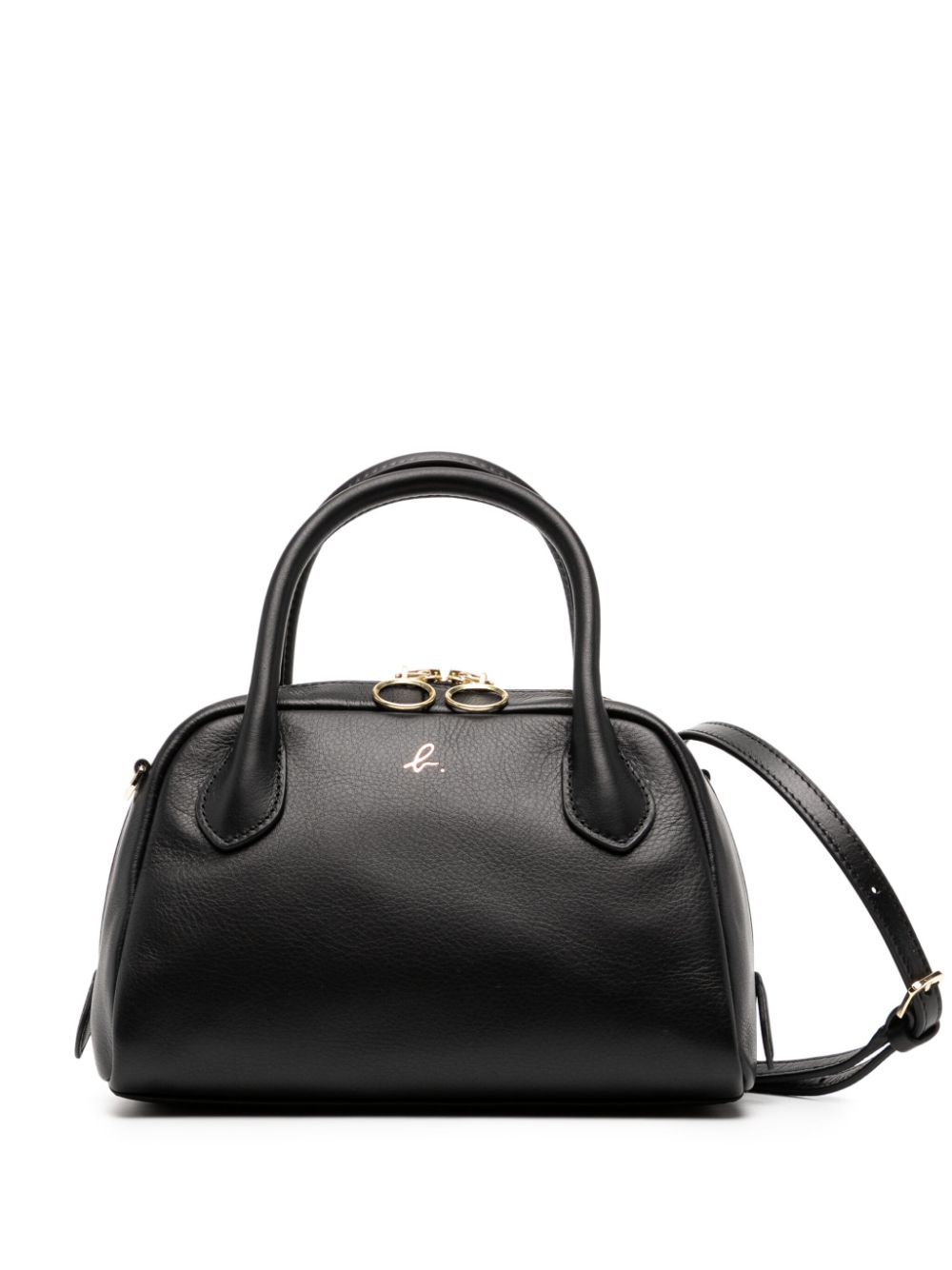 agnès b. leather boston cross baby bag - Black