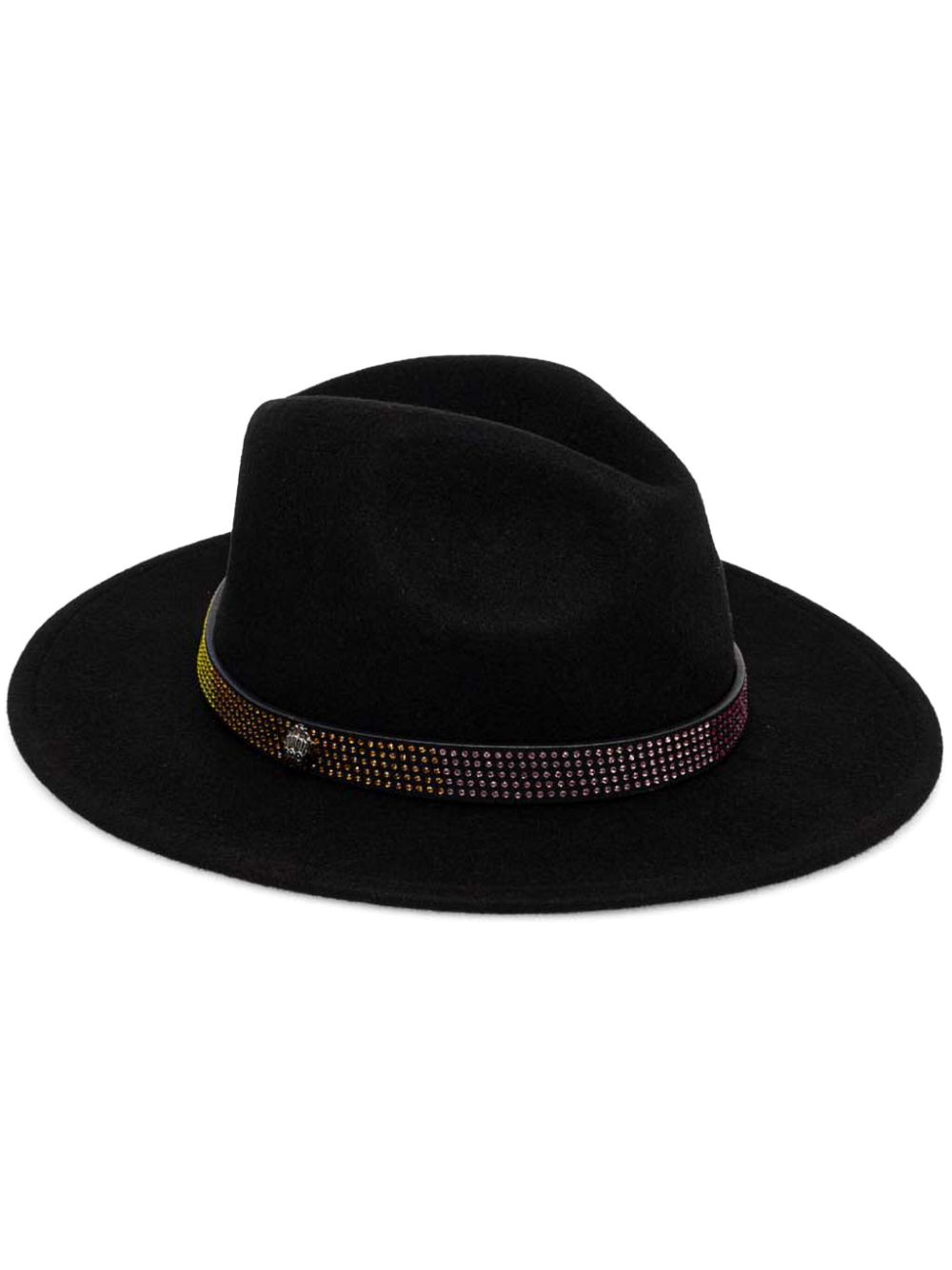 rhinestone-embellished fedora hat