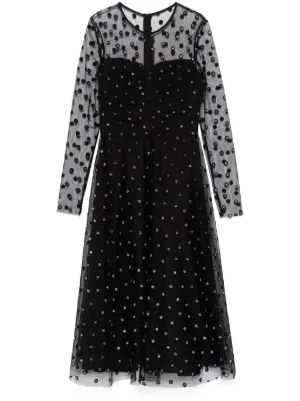 Maje floral-embroidered Pleated Dress | Black | FARFETCH NO