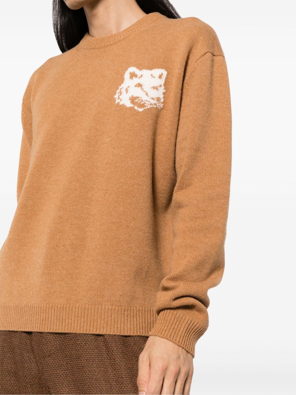 Shop Maison Kitsuné Fox Head Intarsia Jumper In Neutrals