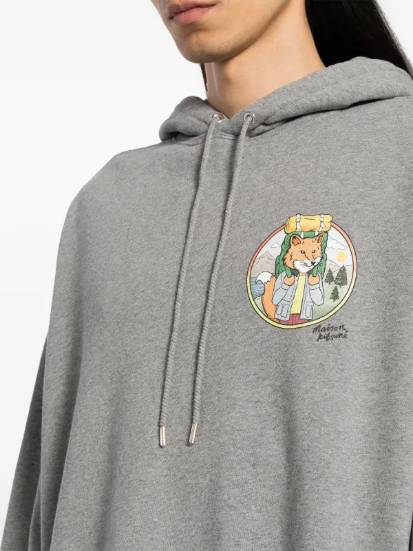 Maison Kitsuné Rambling Fox Oversized Hoodie | Grey | FARFETCH
