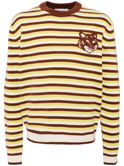 Maison Kitsuné Fox head intarsia striped jumper