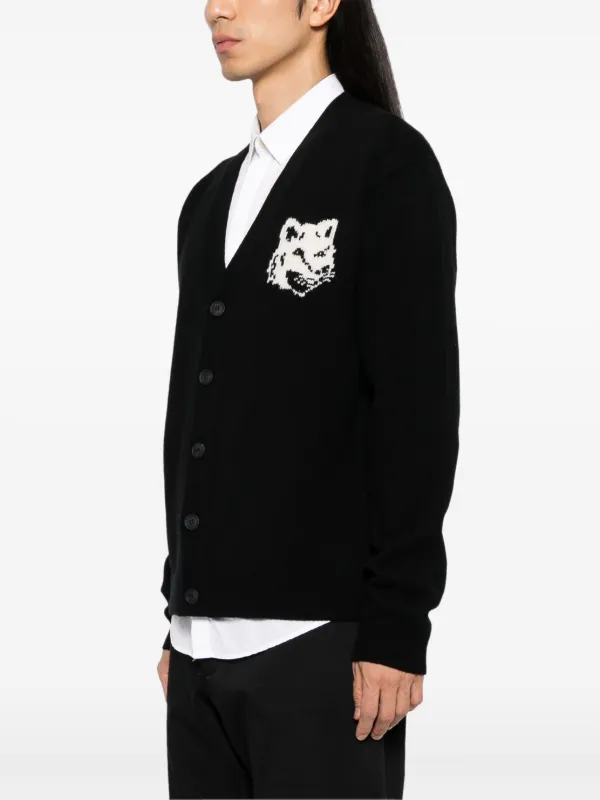 ★Maison Kitsune★FOX HEAD INTARSIA COMFORT CARDIGAN★ Maison Kitsuné Fox Head Intarsia Comfort Cardigan | Black