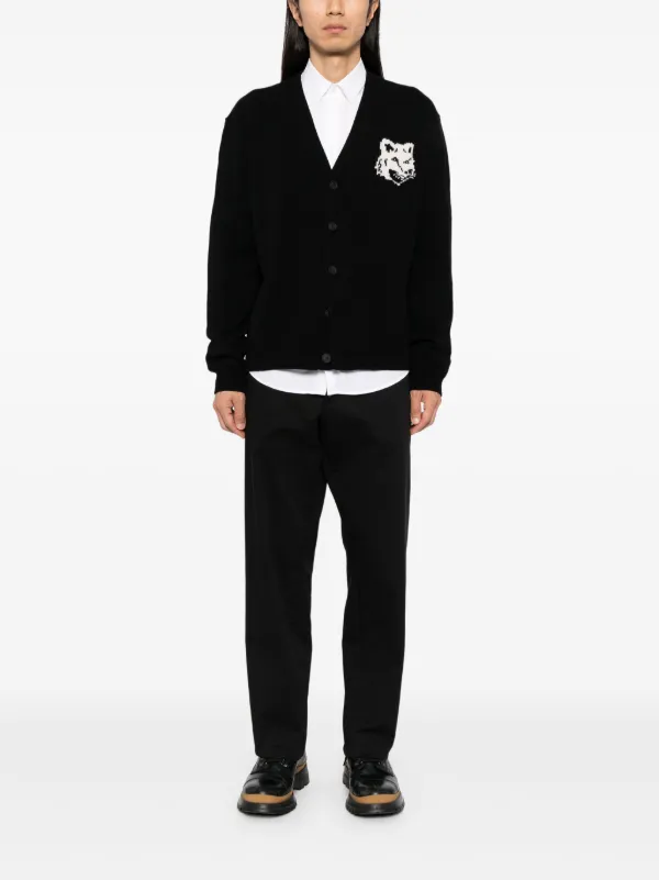 Maison Kitsuné Fox Head Intarsia Comfort Cardigan | Black