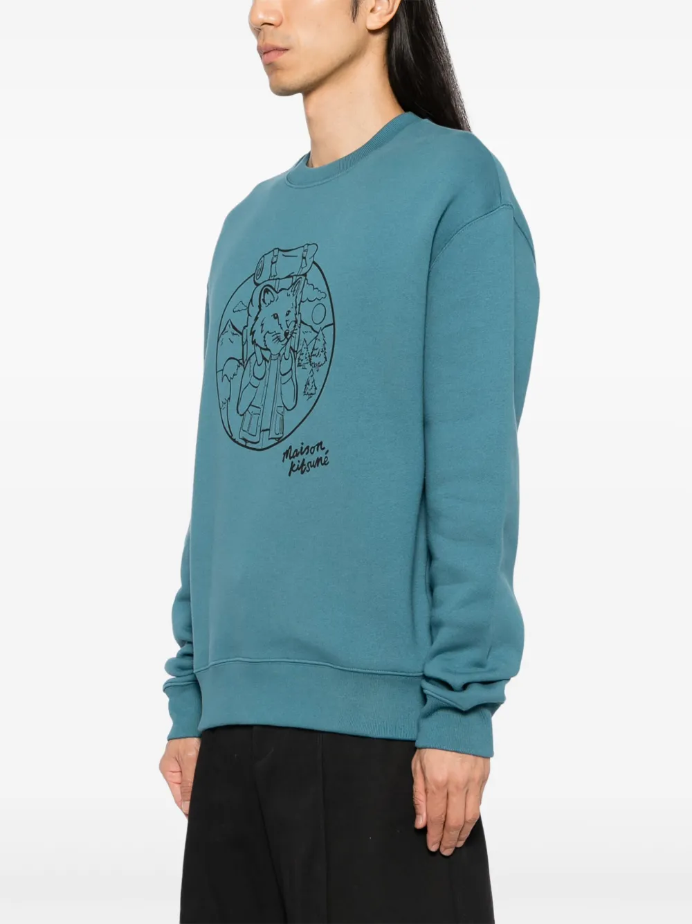 Maison Kitsuné Rambling Fox sweater Blauw