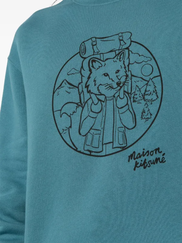 スウェット・トレーナー MAISON KITSUN RAMBLING FOX JERSEY SWEATSHIRT Maison Kitsuné Rambling Fox Sweatshirt | Blue | FARFETCH JO