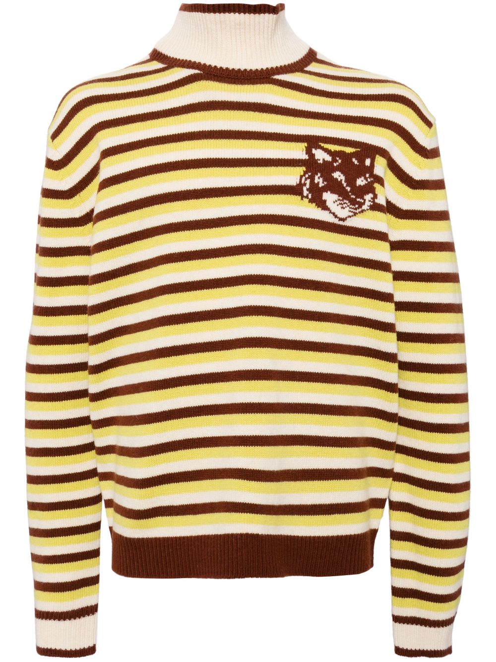 Maison Kitsuné Fox head intarsia striped jumper - Green