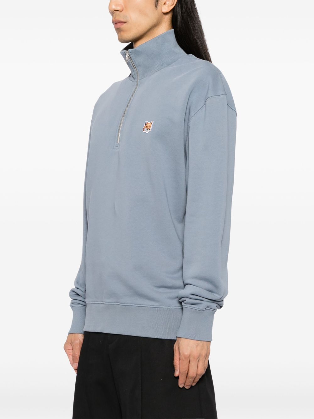 Maison Kitsune Fox Head-patch half-zip sweatshirt Men