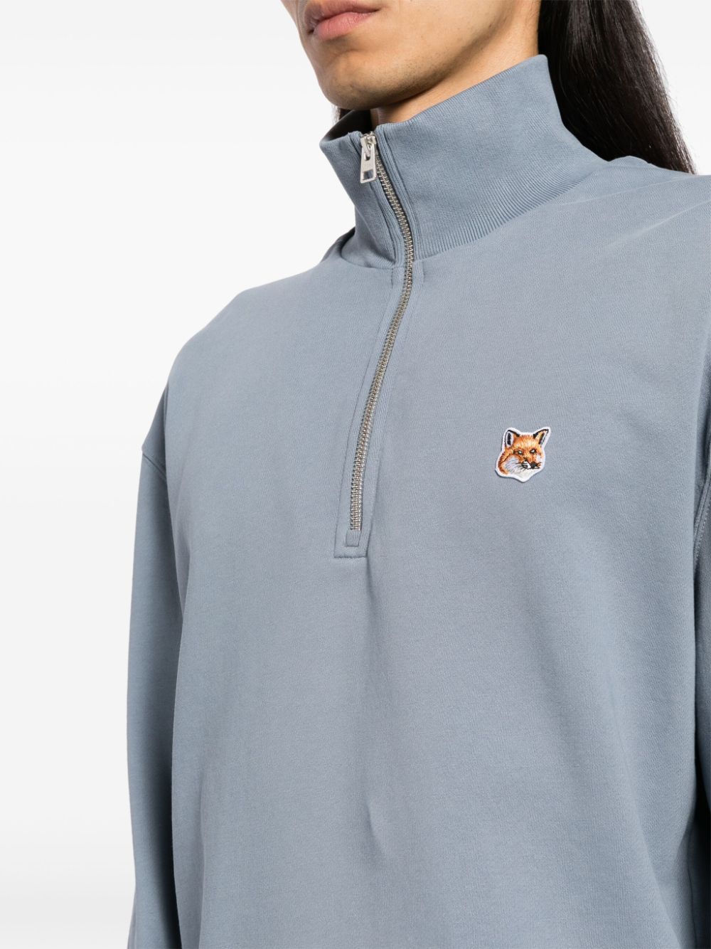 Maison Kitsune Fox Head-patch half-zip sweatshirt Men