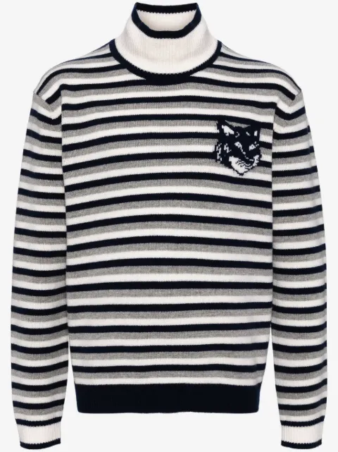 Maison Kitsuné fox head intarsia striped jumper