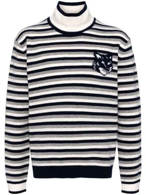 Pull rayé à logo en intarsia - Maison Kitsuné - Modalova
