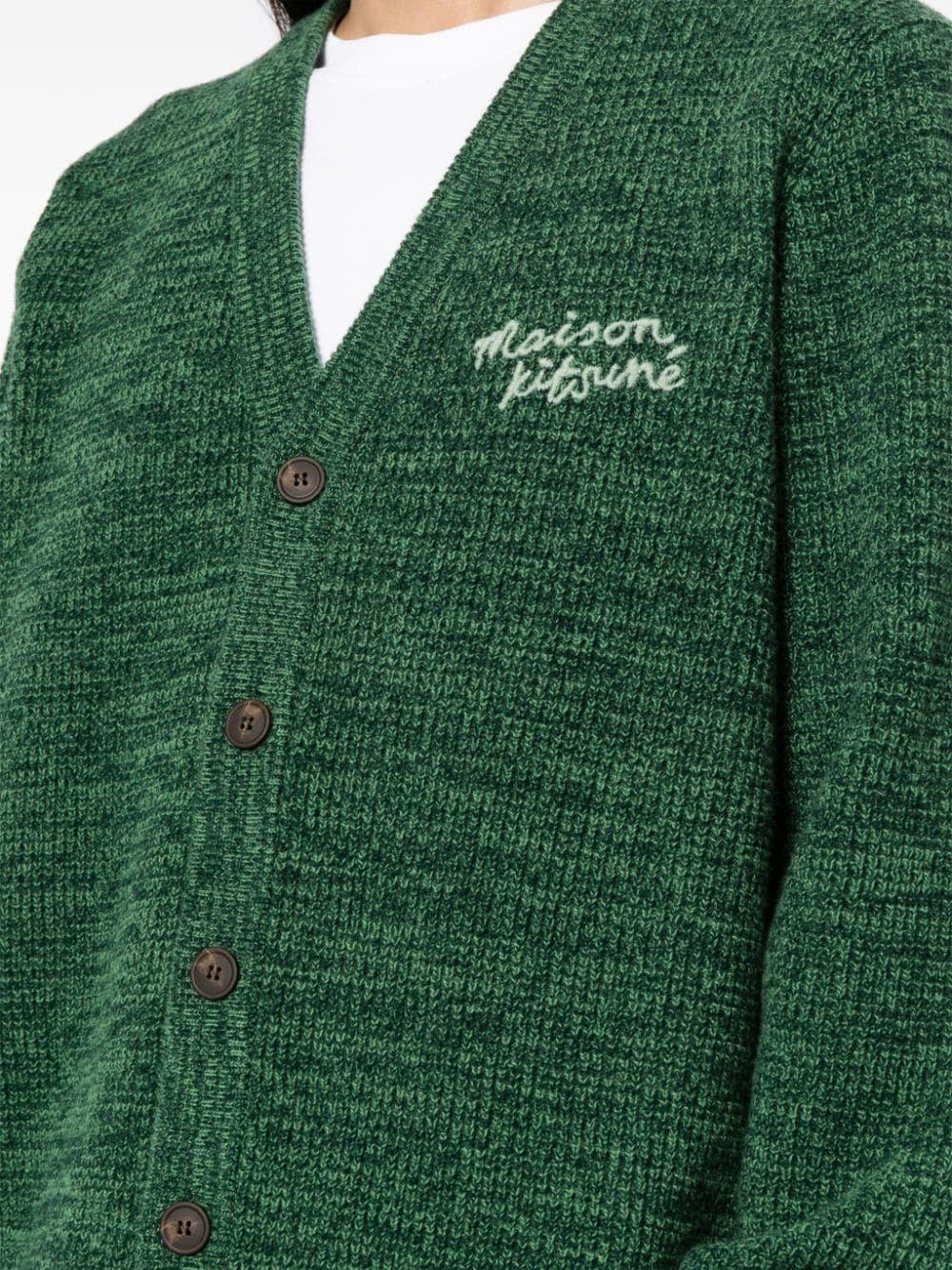 Shop Maison Kitsuné Handwriting Comfort Cardigan In Green