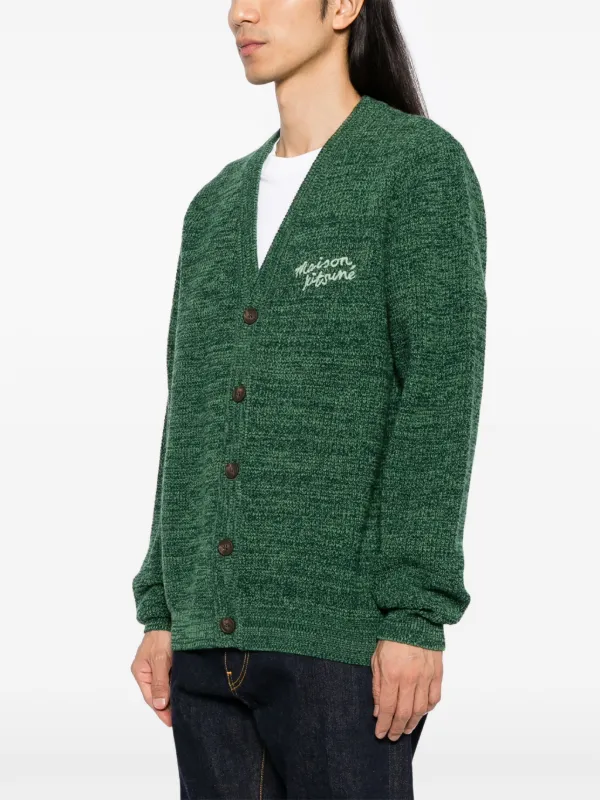 Maison Kitsuné Handwriting Comfort Cardigan | Green | FARFETCH