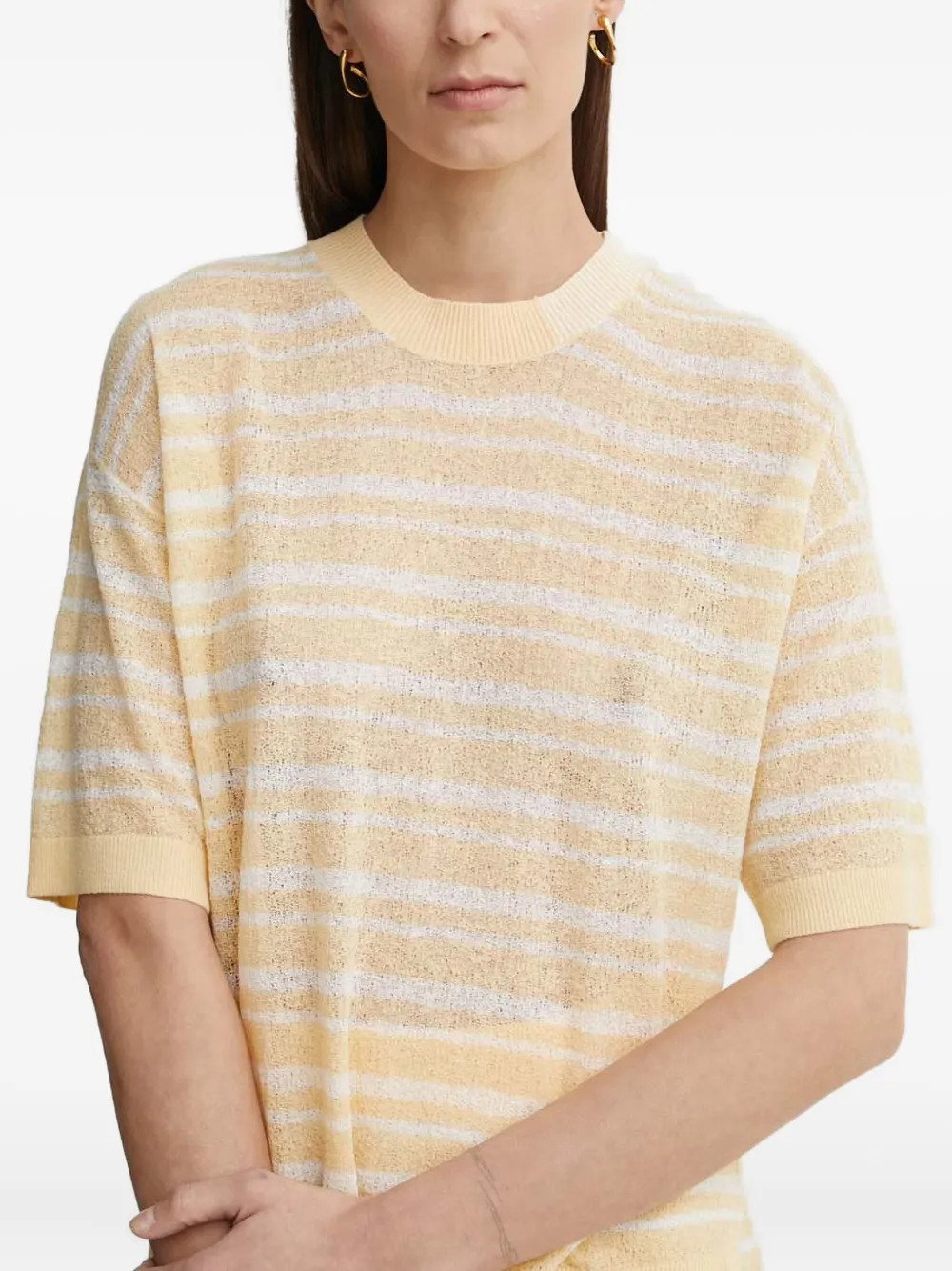 AERON Gestreepte top met korte mouwen Beige