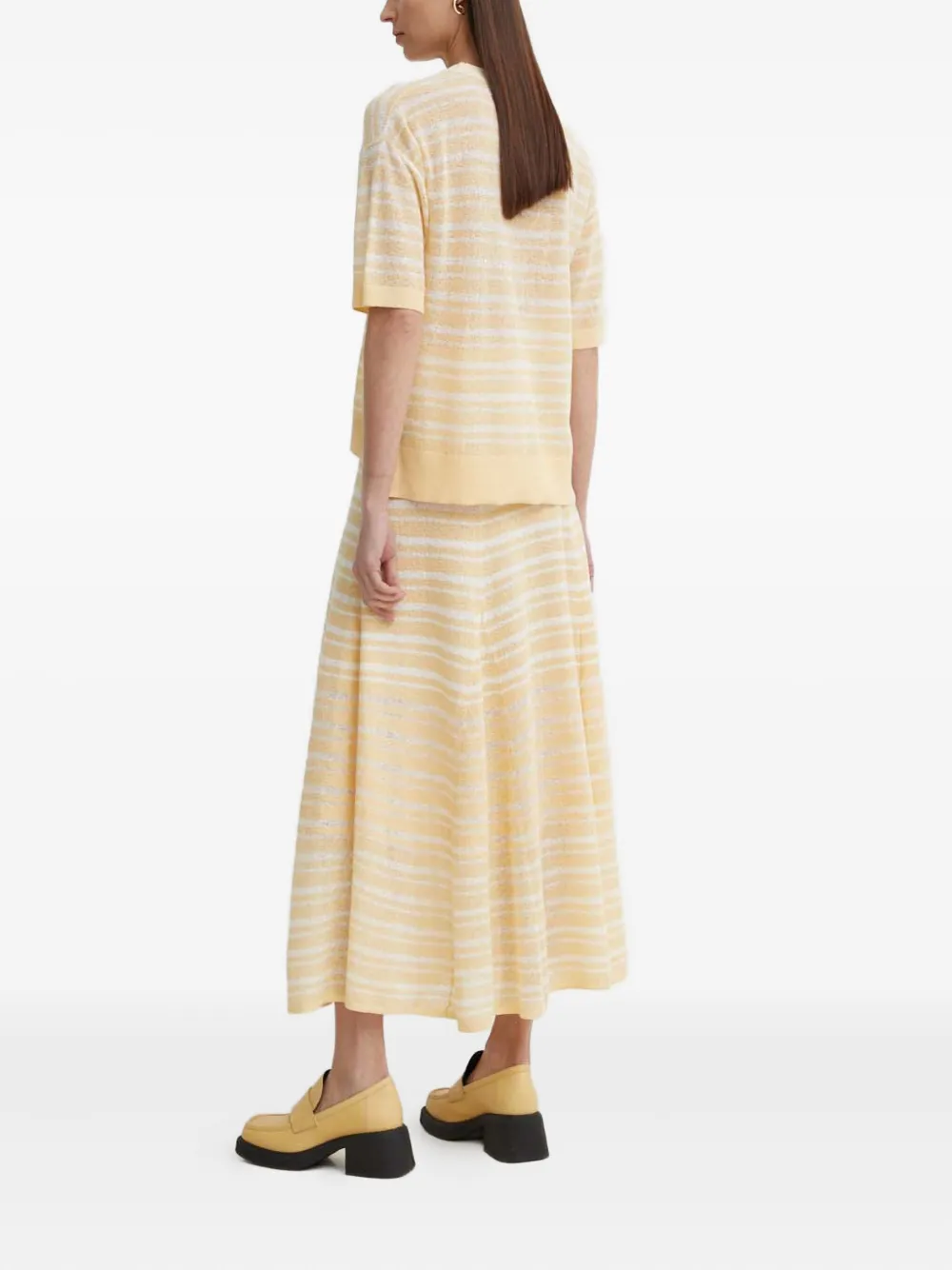 AERON Gestreepte top met korte mouwen Beige