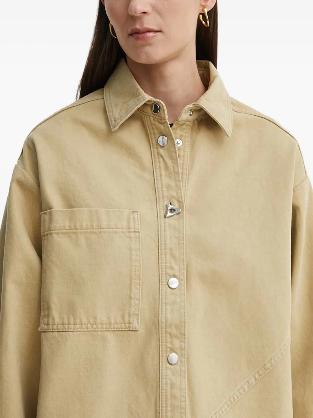 Aeron Button-fastening Patch-pocket Shirt Jacket In Neutral