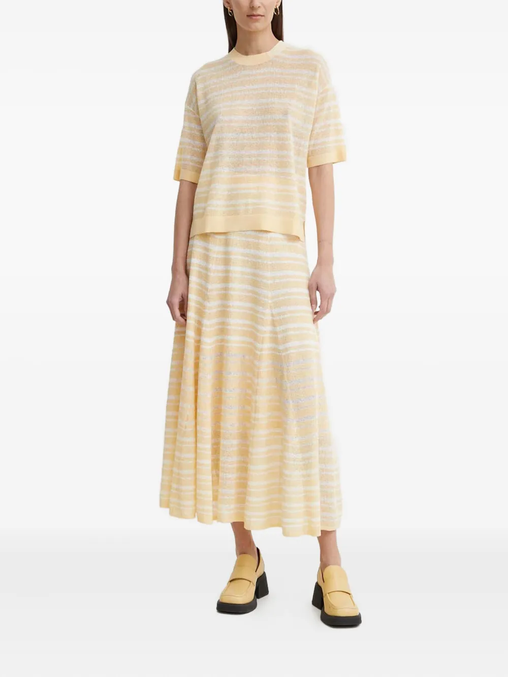 AERON Gestreepte midi-rok - Beige
