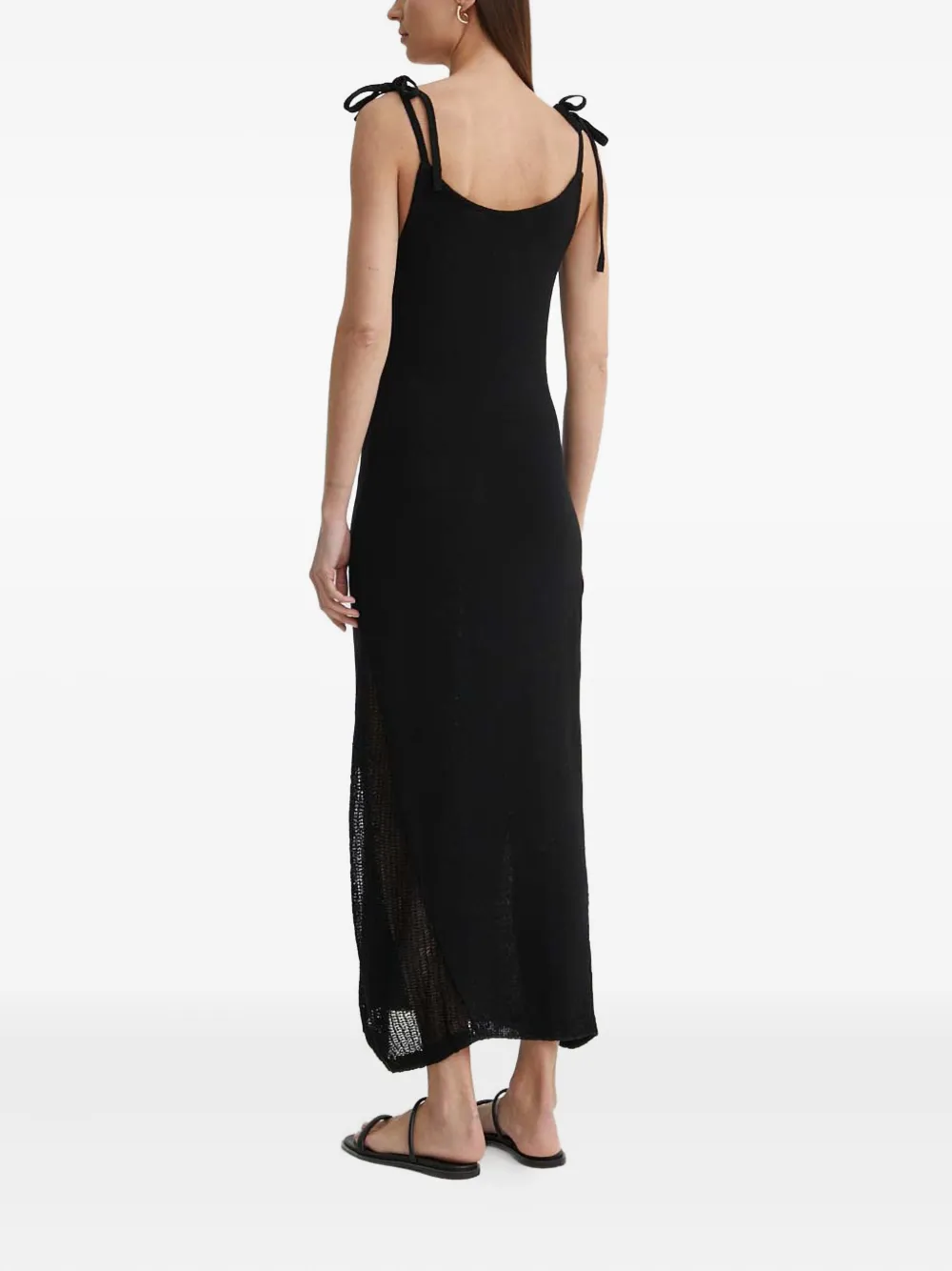 Aeron Tie-strap Knit Midi Dress In Black
