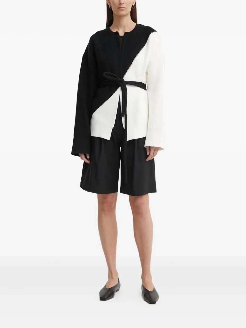 Aeron Diagonal-ribbed Knit Cardigan In Black