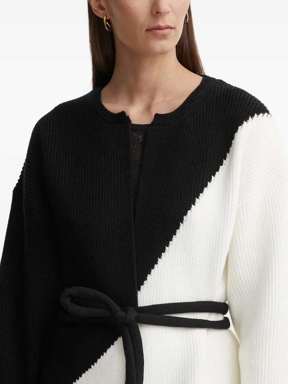 Aeron Diagonal-ribbed Knit Cardigan In Black